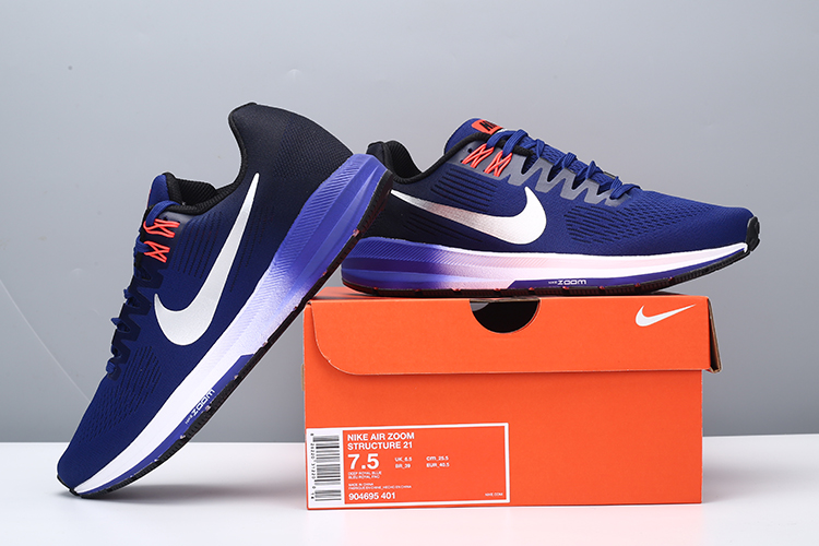 Nike Air Zoom StrucTure 21 Deep Blue Red White Shoes - Click Image to Close